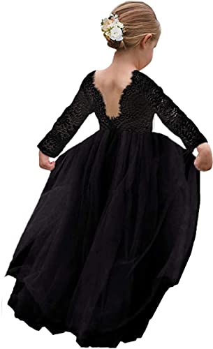 Image of Topmaker Flower Girl Dress for Toddler Baby Girls,Lace Tulle Dress for Wedding,Birthday Party,Photoshoot,Special Occasion
