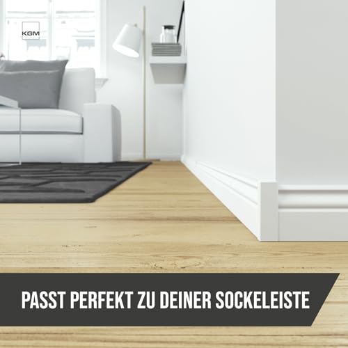 KGM 4x Eckturm Vorteilspack – Weiß lackierte Innen-, Außenecke oder Verbinder zwischen den Sockelleisten – Auch als Endkappe, Abschluss & Endstück geeignet – Maße: 21 x 21 x 95 mm – 4 Stück