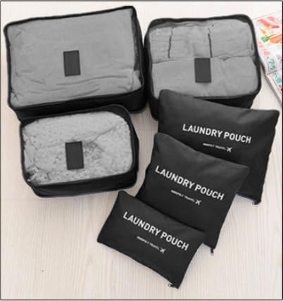 Image of Handcuffs Packing Cubes Travel Pouch Bag Organiser Set of 4 (2 x Large, 2 Medium, and Slim) - Black(Polyester)