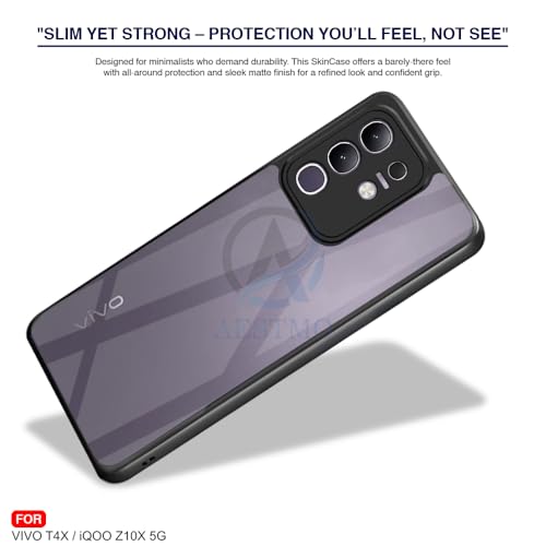 Image of AESTMO Vivo T4X 5G / iQOO Z10X 5G / Vivo Y31 Pro 5G Back Cover | 360 Protection | Crystal Clear Hard Back Transparent | Compatible with MagSafe Accessories (PC+TPU, Black Bumper)
