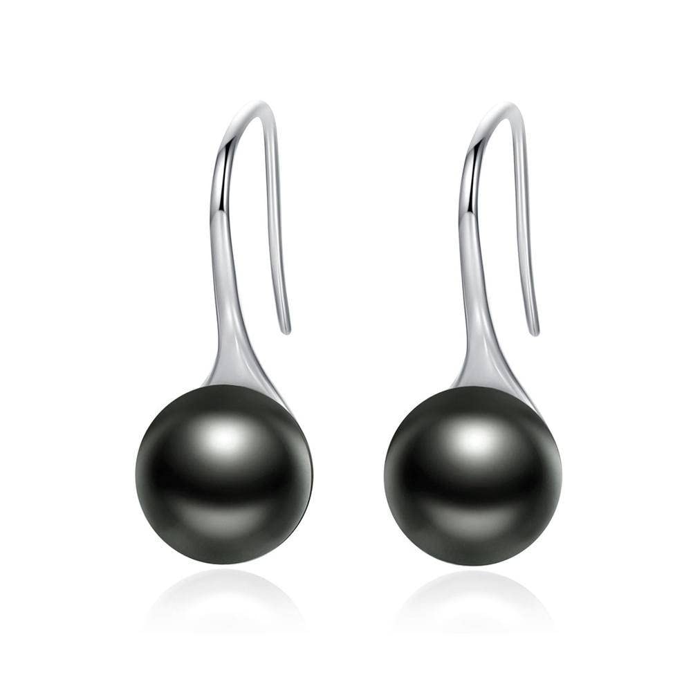 Boucles d'oreilles perles noires de qualité en argent 925