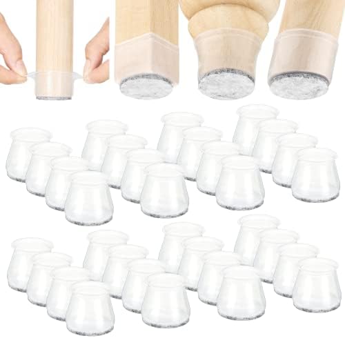 Aneaseit Chair Leg Floor Protectors - 1 1/8" x 16 pcs Crystal - Felt Bottom Soft Silicone Pads for Furniture Feet & Hardwood Floors - Small