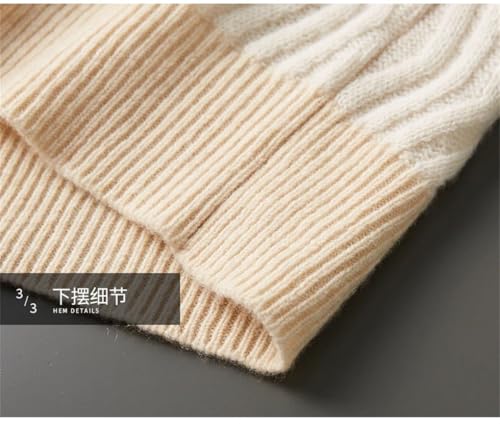 Men's Pullover Sweaters Long Sleeve O-Neck Thickened Textured Color Collision Knitted Sweater 6