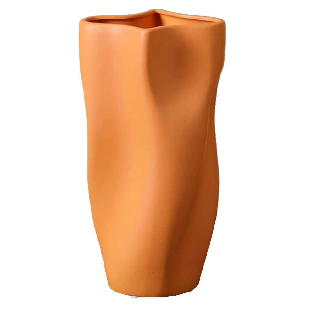 GPDNBIEU, Nordic Water Ripple, for Home Decor Modern, Art Bud Vase Flowers for Living Room Dining Table(Orange)