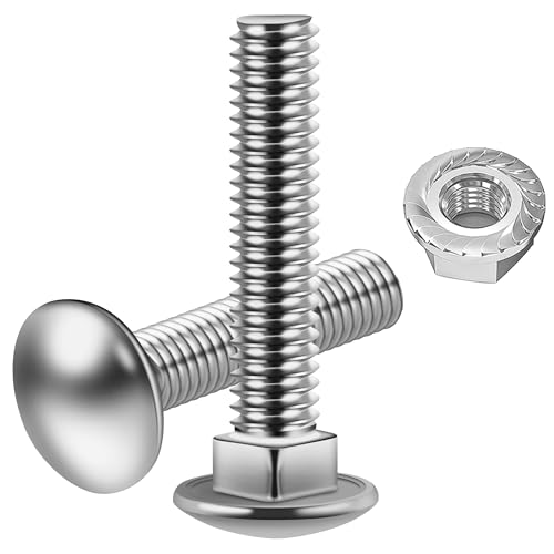 Zynthor 25Pcs M6 x 70mm Coach Bolts, Carriage Bolts with Flange Hexagon Nuts, Round Head Square Neck, Carbon Steel Zinc Plated