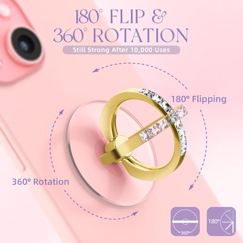 Transparent Phone Ring Holder 2 Pcs, Clear Cell Phone Ring 2 Rose Gold Diamond - Photo 31 sur 31
