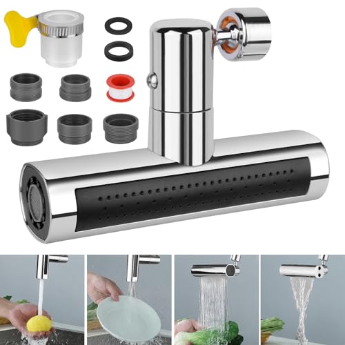 rubinetto girevole, prolunga, perlatori multifunzionale 4 in 1, a 360°, anti-splash, a risparmio d'acqua, rubinetto da cucina con adattatori