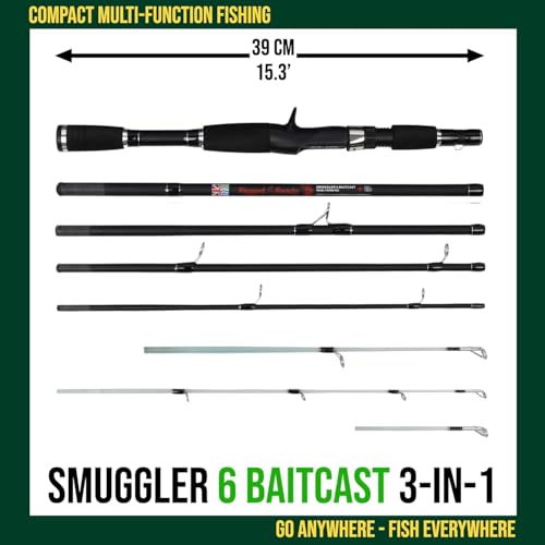 Rigged and Ready Smuggler 6 Baitcast Travel Fishing Rod + Case with 3 Tips - image 2