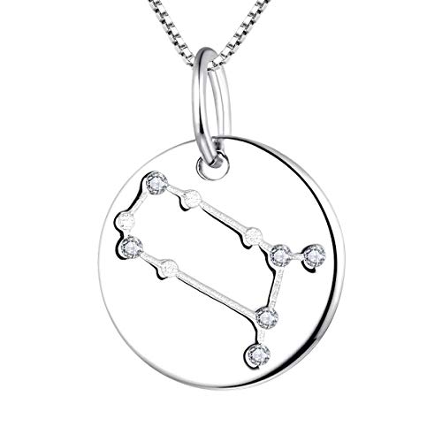 YL Silber Zwillinge Halskette-925 Sterling Silber CZ Horoskop Sternzeichen 12 Konstellation Anhänger Halskette für Frauen und Mädchen