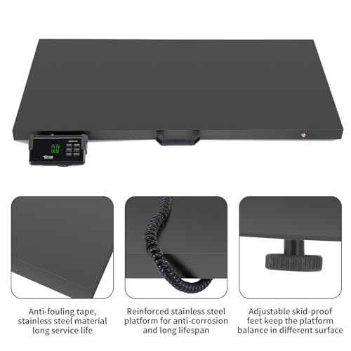 TUFFIOM 1100Lbs x 0.2Lbs Postal Digital Shipping Livestock Scale, Electronic Stainless Steel Platform Heavy Duty Vet Animal Floor Scale,Dog Puppy Pig Goat Sheep Scale, Black