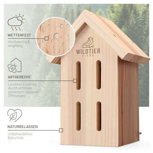 wildtier liebe Schmetterlingshaus - Wetterfest & Unbehandelt aus Massiv-Holz I Insektenhotel Schmetterling I Schmetterlinge züchten für den Garten, Balkon