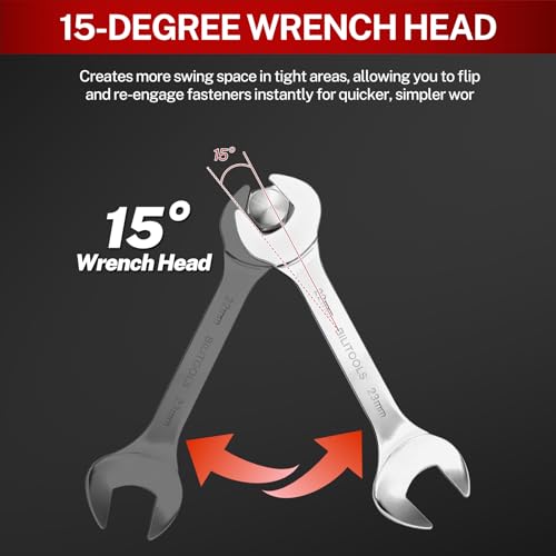 Image of BILITOOLS Super-Thin Wrench Set, 9 Piece Metric Open End Wrench Set | Including 5.5, 7, 8, 9, 10, 11, 12, 13, 14, 15, 16, 17, 19, 21, 22, 23, 24, 27 mm, Ultra-Slim Flat Spanner Set, Storage Box