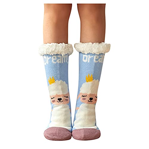 Calcetín de invierno cálido y mullido para mujer, azul, Altoa única