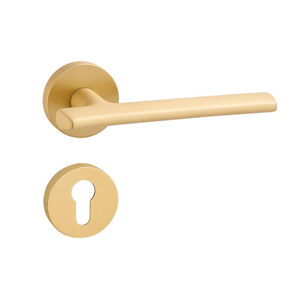 HIONJIN Brass Interior Door Lock Solid Wood Door Handle Full Brass Bedroom French Universal Mute Door Lock