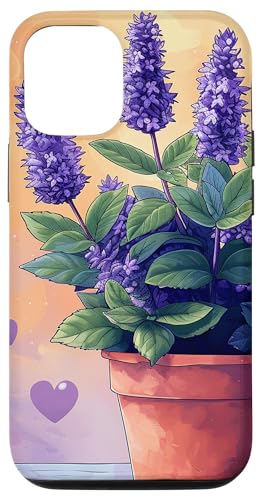 iPhone 15 Anise Hyssop Plant In Pot Cottagecore Boho Hearts Graphic Case
