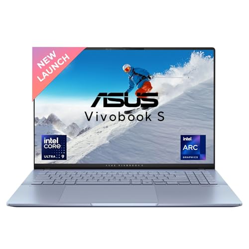 Image of ASUS Vivobook S16 OLED,Intel Core Ultra 9 185H,Thin & Light(Intel Arc iGPU /16GB RAM /1TB SSD /3.2K OLED /16 /120Hz /Backlit Keyboard /75WHrs /Windows 11 /Office 2021 /Mist Blue /1.50 kg) S5606MA-MX951WS