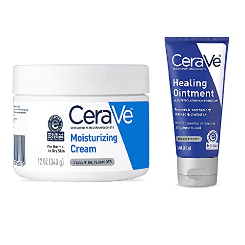 CeraVe Moisturizing Cream and Healing Ointment (1.89 oz) Bundle - Choose a 12 oz Tub or A 19 oz Tub (19 oz Tub with Healing Ointment)