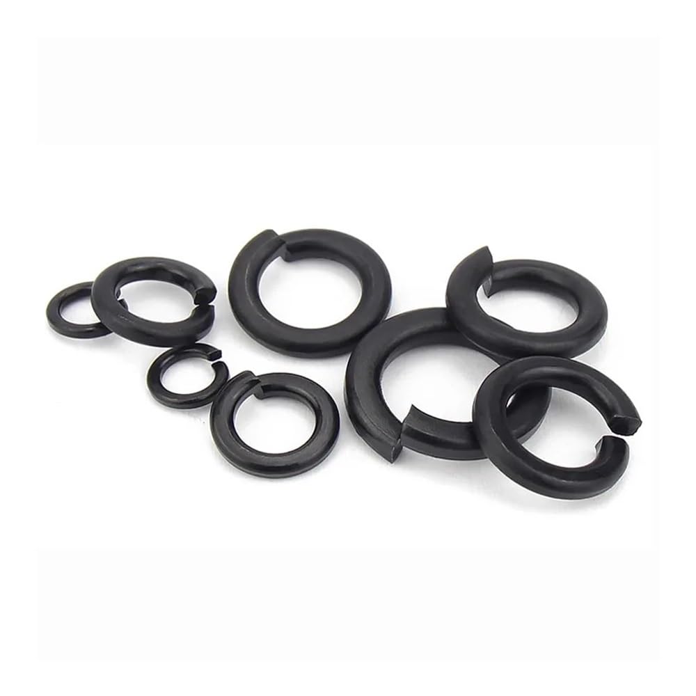 PULaif Spring Lock Washers, 304 Stainless Steel Split Lock Spring Washer Black M1.6-M20 2-50pcs(50pcs M6)