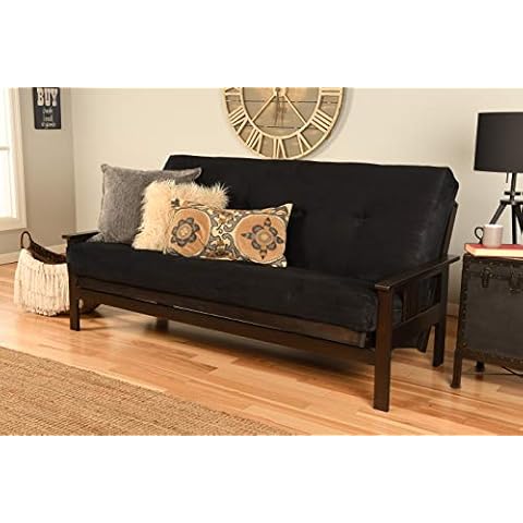 Jerry Sales Full Size Excelsior Espresso Futon Frame Innerspring Mattress Sofa Bed Wood Futons (Black Matt and Frame Only (Full Size)) Cover