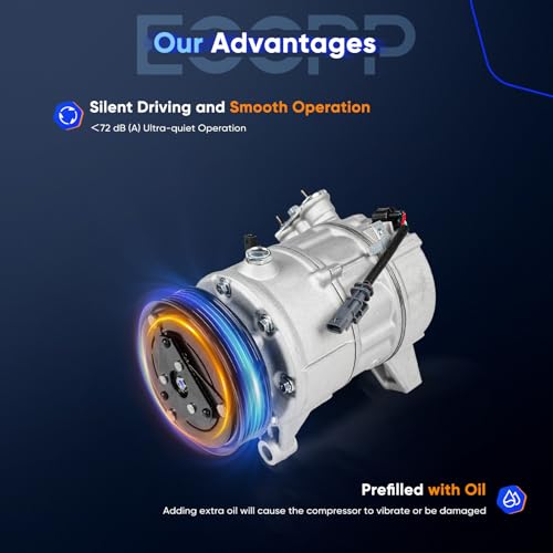 Image of ECCPP AC Compressor Direct Fit for Buick LaCrosse V6 3.6L 2012 | for Cadillac SRX V6 3.6L 2012-2016 97586,98586 Fast Cooling AC Compressor with Clutch Low Vibration Fuel Efficient