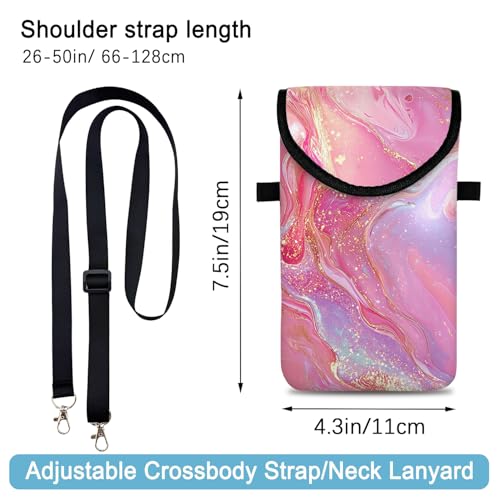 Image of Neoprene Cell Phone Sleeve Pouch Case Bag with Crossbody Strap Neck Lanyard for Women 7.5 X 4.3 in Gilding