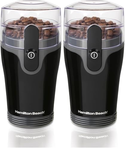 Image of Hamilton Beach Fresh Grind Electric Coffee Grinder for Beans,Spices and More,Stainless Steel Blades,Removable Chamber,Makes up to 12 Cups,Black,(Pack of 2)