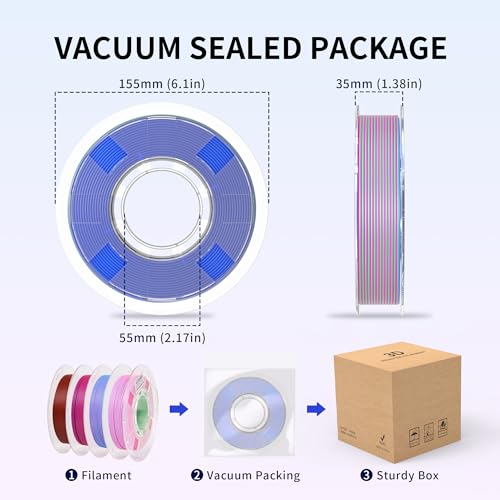 Image of RAMBERY Matte Tri Color & Dual Color 3D Printer Filament Bundle, Multi Color Change by Angle PLA Filament 1.75mm+ /- 0.02mm, 200gX4 Spools