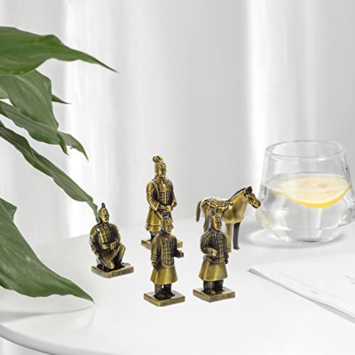 Yardwe 1 Set Terracotta Warriors Statue Ancient China Dynasty Qin Terracotta Warriors Figurine Standing Soldier Sculpture Miniature Figure Home Display Table Display Gift #TOP4