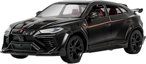 Image of 1:24 Lambos Urus Bison Mansory SUV Diecast Model - Alloy Body Pull Back Car with Light & Sound, Openable Doors - Collectible Vehicle Toy Gift for Kids & Car Enthusiasts (Black)