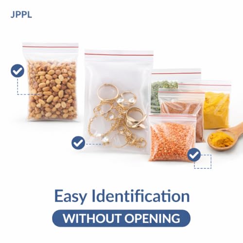 Image of Zip Lock Clear Plastic Storage Bags| Resealable Clear Plastic Bags| Durable and Leak-Proof |Square Pouches with Press Seal Apply To Kitchen Storage and Jewellery Packaging-4 * 5-50Pack