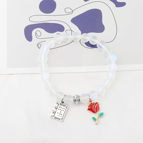 AKTAP Beauty B-ast Movie Inspired Earring Rose Book Charm Jewelry for Princess Fans4