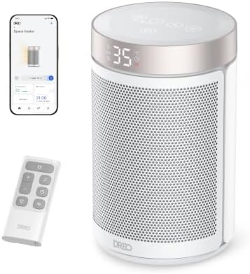 DREO Chauffage WiFi PTC 1500 W, thermostat, éco, minuterie 1–12 h