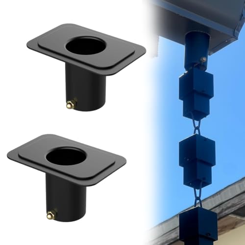 Demimy Rain Chain Gutter Adapter - 2 Pack Aluminum Rain Chain Installation Kit with Brass Bolt Heavy Duty Downspout Adapter for Gutters Replacement Aesthetic Outdoor Decor for Homeowners Black