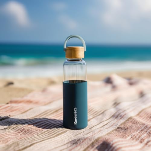 Image of Borosilicate Glass Water Bottle 500 ml | Leakproof Bamboo Lid & Silicone Sleeve | BPA Free Reusable Drinking Bottle for Office, Gym, Travel & Daily Use