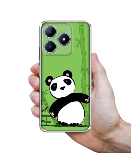 Image of Casotec Panda with Bamboo Printed Silicon Soft TPU Back Case Cover for Realme C63 4G / Narzo N63 4G