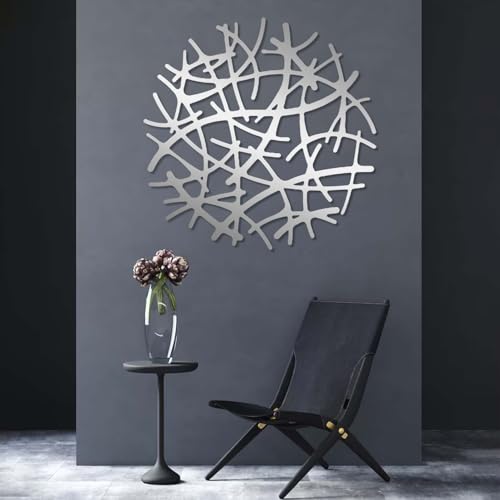 Round Abstract Line Metal Wall Decor, Geometric Wall Art, Circular