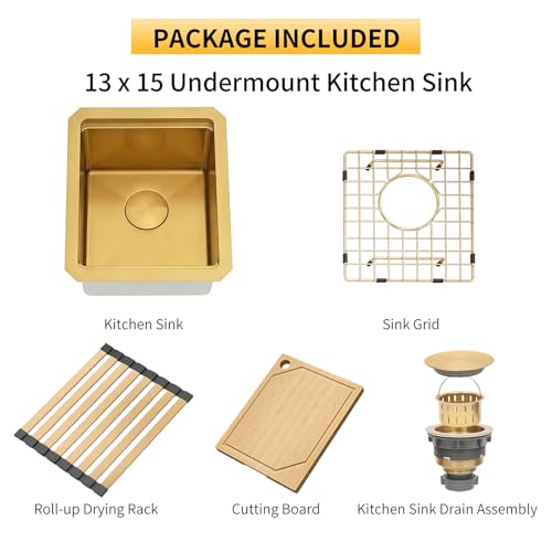 Image of Gold Bar Sink, 13 Inch Stainless Steel Undermount Sink