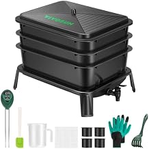 VIVOSUN 3-Layer Worm Compost Bin, 30L Worm Composter, Easy Setup Inclusive Worm Farm Kit for Recycling Food Waste