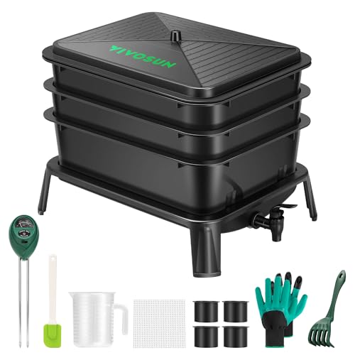 VIVOSUN 3-Layer Worm Compost Bin, 30L Worm Composter | Easy 