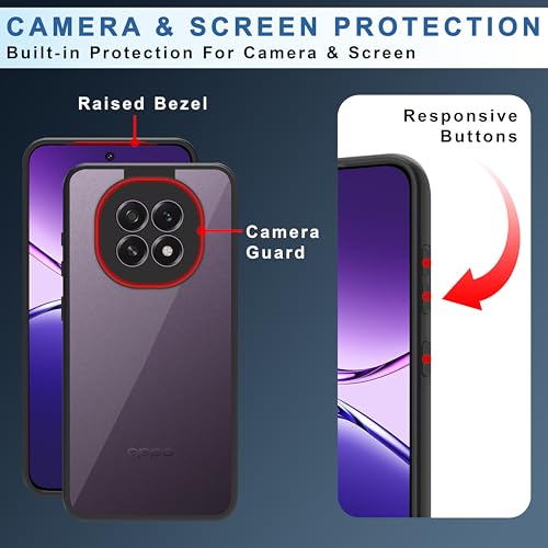 Image of CEDO Backcover for Oppo F29 (5G) | Camera Protection Bump Shockproof Edge | Ultra Hybrid Transparent Acrylic Clear TPU+PC Hard Backcase Cover (Black)