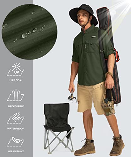 Camisas masculinas de pesca com proteção solar, manga comprida, para viagem, trabalho, UPF50+, com b