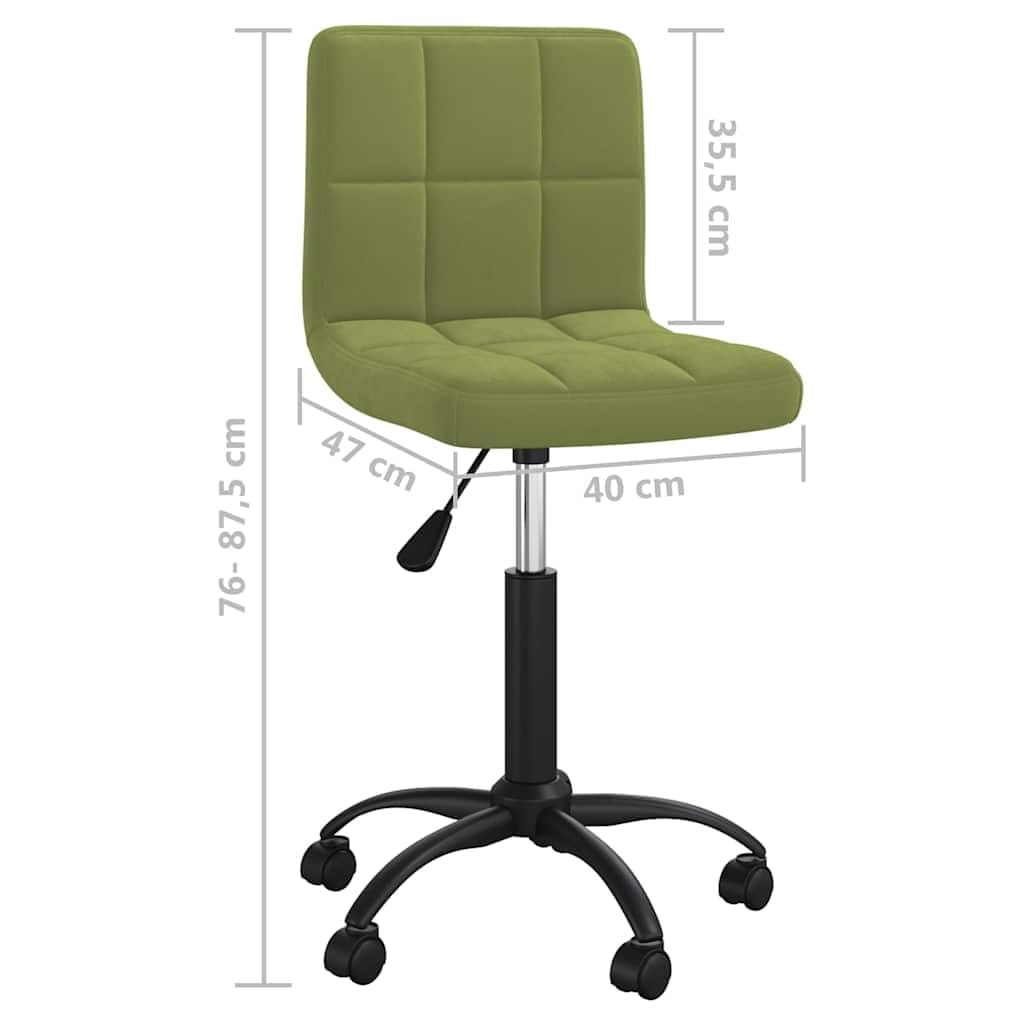 Chaise Pivotante Réglable Vert Clair Velours Salle à Manger