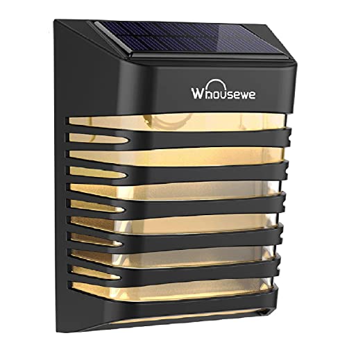 Whousewe Lampes Solaires Extérieures, 1 pièces Clôture Lampes Solaires, IP65 Imperméables Décorations pour Escaliers Extérieurs Lumière Chaude, Marches, Clôtures, Garde-corps, Cours Cover