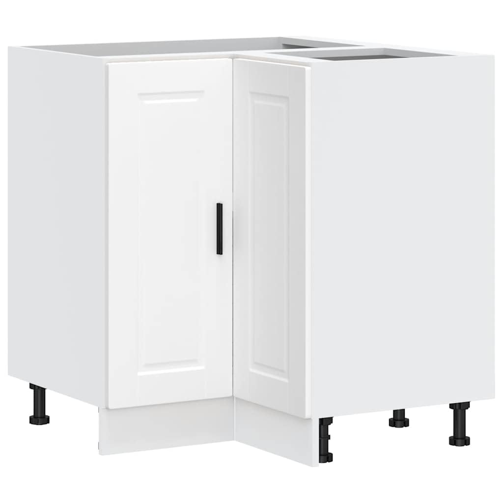 vidaXL Armoire d'angle de Cuisine Porto Blanc Bois d'ingénierie, Armoire d'angle, Meuble d'évier d'angle, Meuble d'angle