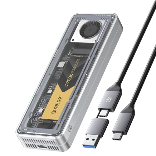 Image of ORICO 40Gbps M.2 NVMe SSD Enclosure with Cooling Fan, Tool-Free Installation Aluminum Crystal NVMe Case, Support 2280 M2 Solid State Drive, Compatible with Thunderbolt 3 /4 USB4 /3.2 /3.1 /3.0