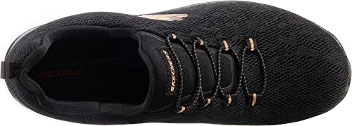 Skechers Damen Summits Leopard Spot sneakers, Black Mesh Rose Gold Trim, 38 EU
