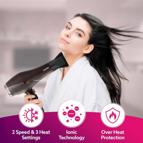 AGARO HD-1120 2000W AC Professional Hair Dryer with Comb, Concentrator & Diffuser Nozzles, Hot & Cold Air, 2 Speed & 3 Temperature Settings with Cool Shot, Hair Dryer & Blower... - Image 2