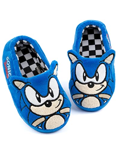 Sonic The Hedgehog Slippers Kids Plush Bordado Cara Zapatos de