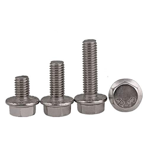 Bulloni A Flangia Esagonale M4 In Acciaio Inox A2-70 - Viti Seghettate, Filettatura 0.7, Varie Lunghezze