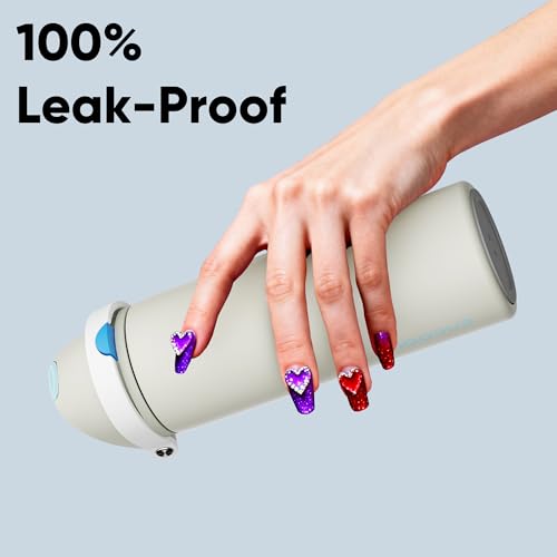 Image of Insulated Water Bottle with Straw - Encool Stainless Steel Water Bottle with Push Button Lid, Leak-Proof & BPA-Free, Keeps Cold for 24 Hours for Sports, Travel, Gym (24 oz, Kangaroo Grey)